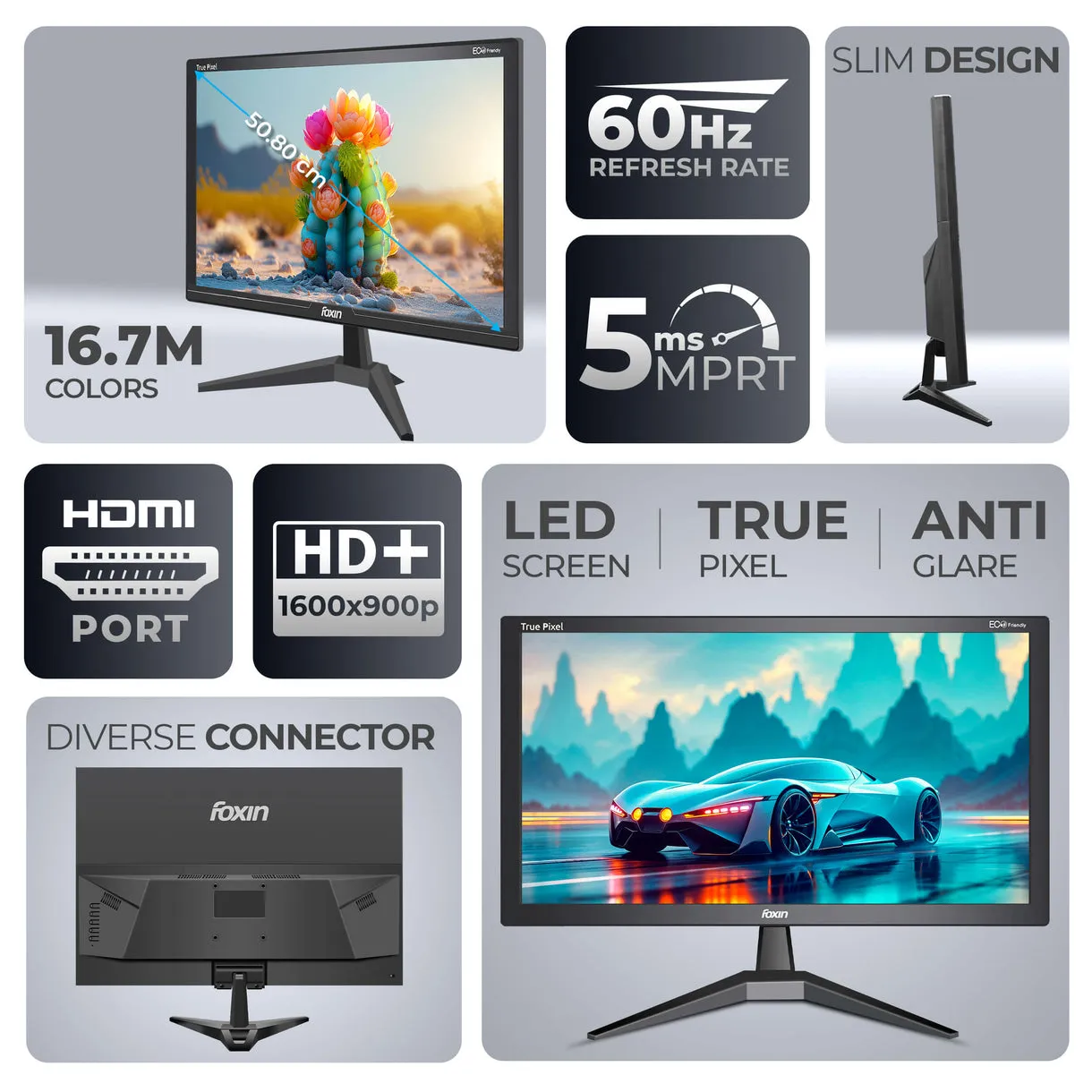 Foxin LED Monitor 20.5" 60Hz with HDMI | VGA (Crystal) view 2